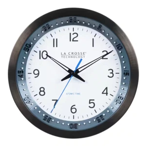 10 In. Black round Chapter Ring Stainless Steel Atomic Analog Clock - Picture 1 of 6