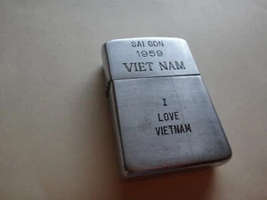 Vietnam War Year 1959 Zippo Lighter Saigon I Love & Card Of - Picture 1 of 15
