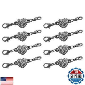 uxcell 8Pcs Jewelry Clasps, Heart Rhinestone Clasps Locking Closures with Lob - Picture 1 of 5