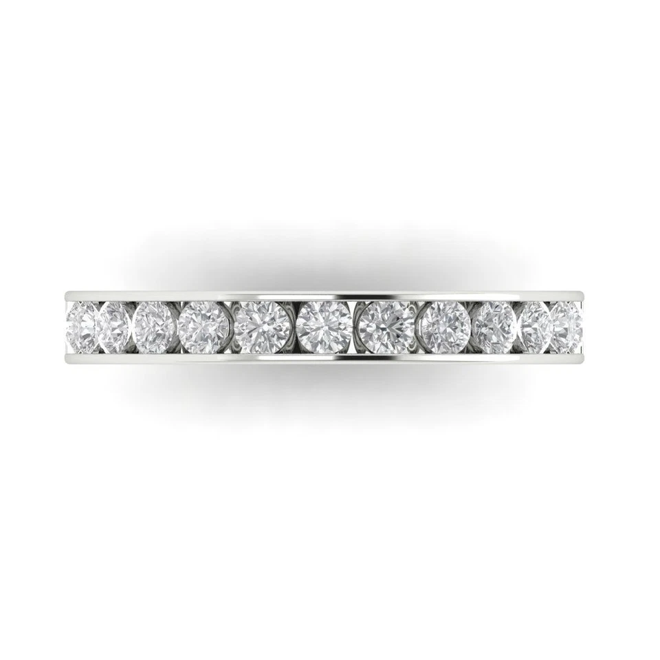 VVS1 Zirconia Diamond Half-Eternity Ring, Solid Gold Stackable Band (0.39 cttw) - Image 1 of 4
