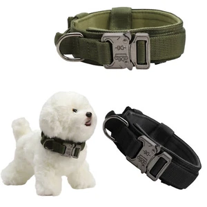 Dog Cat Pet Collar Durable Neck Collars Jogging Military Traveling Nylon Basic - Picture 1 of 12