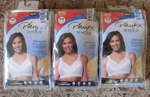 3 PLAYTEX 18 HOUR 4 WAY SUPPORT ULTIMATE COMFORT BRA SZ 52DDD BEIGH FREE SHIP! - Picture 1 of 4