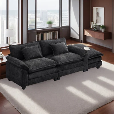 Chenille L-Shaped Sectional Sofa Couch with Ottoman Chaise Living Room Sofa Set - Image 1 of 4
