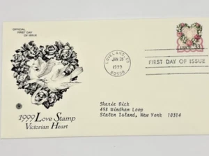 1999 Love Stamp - Victorian Heart Stamps / First Day Of Issue - Picture 1 of 2