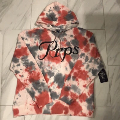 PRPS Hombre Tie Dye Pullover Sudadera con Capucha Rojo Gris $148 XL Nuevo Foto 1 de 3