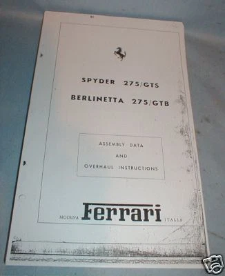 FERRARI 275 GTS GTB MANUAL DE TALLER DE FÁBRICA servicio de reparación  Foto 1 de 2