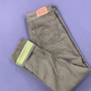 Levis 508 Jeans Men 33x32 Olive Green Regular Taper Zip Fly Denim Pant White Tab - Picture 1 of 24