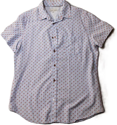 Sovereign Code Shirt Mens Large Blue Flamingo Button Up Crystal Cove WV1686 - Image 1 of 4