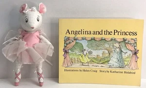 Angelina Ballerina 1989 Plüsch Puppe Maus Katharine Holabird Helen Craig & Buch - Bild 1 von 20