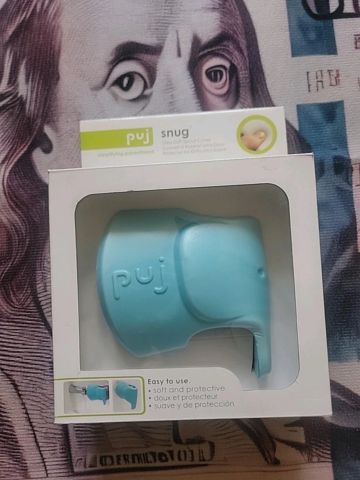 Puj Snug Ultra Soft Spout Cover for Baby Safe Bath Time Fun Elephant Trunk Blue  - Image 1 of 3