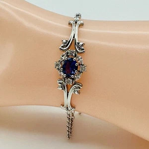 Armband Gold Coast Platiniert Saphir Blau Farbe Silberfarben CZ NEU - Bild 1 von 7
