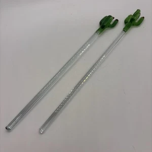Glaskaktus Rührstäbchen Rührstäbchen Kaktus Kunst Glas Barware grün 2er Set - Bild 1 von 8