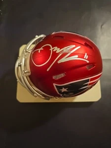 Julian Edelman Firmado Autografiado New England Patriots Mini Blaze Rojo Casco Certificado de Autenticidad - Imagen 1 de 6