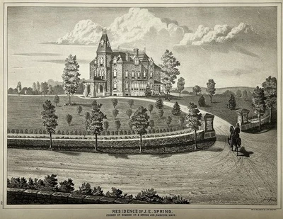 Original 1884 Print,J.E Spring Residence,Danvers,Sumner & Spring Corner,Mass,MA - Image 1 of 4