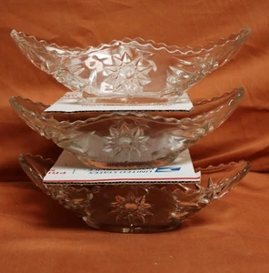 Set of 3 Anchor Hocking Glass STAR of DAVID Early America Gondola Bowl Boat.507d - Picture 1 of 14