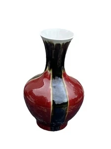 Chinese Oxblood Glaze Sang de Boeuf Jingdezhen Porcelain Pottery Vase Signed - Picture 1 of 9