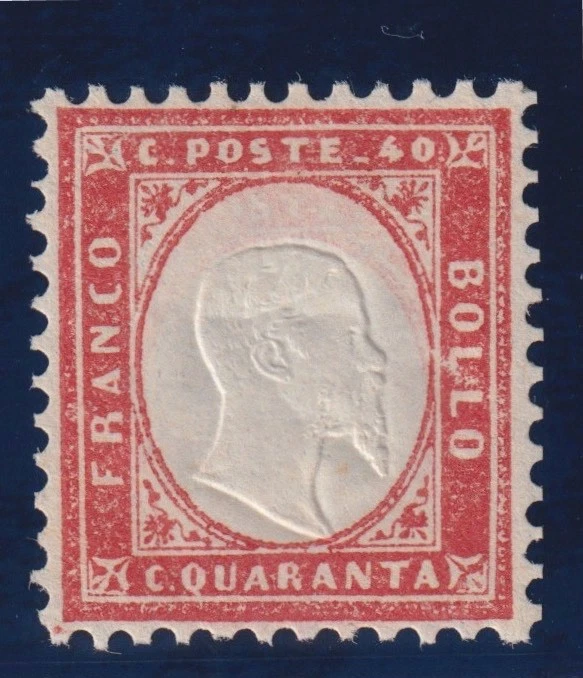 Italia Regno 1862. Effigie di Vittorio Emanuele II 40 c. certificato Sottoriva - Immagine 1 di 3
