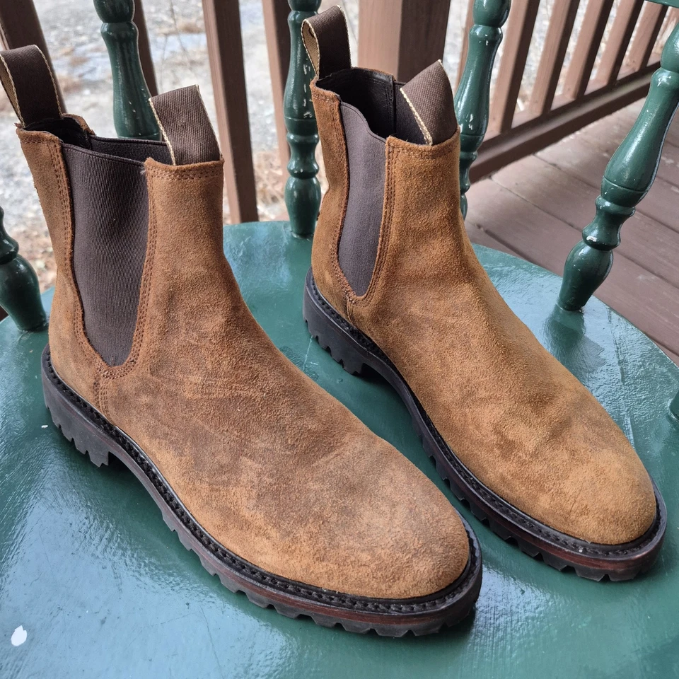 Bota Taylor Stitch The Ranch para Hombres 8.5 Redwood Gamuza Encerada Chelsea Preppy Exterior Foto 1 de 4