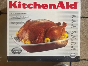 Kitchenaid Girarrosto Vintage 16,5" in Ceramica con Ripiano Rosso Vintage 1999-2005 NUOVO - Foto 1 di 5