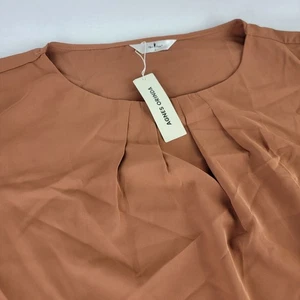 Agnes Orinda 3X Damen Braun Kurzarm Plissee Bluse Top Herbst Thanksgiving - Bild 1 von 7