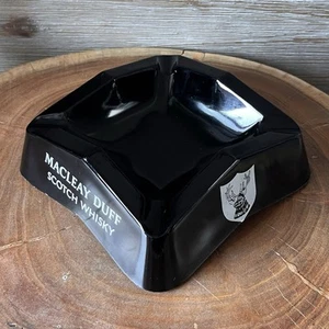 Vintage Macleay Duff Scotch Whiskey Ashtray Black Glass - Picture 1 of 6