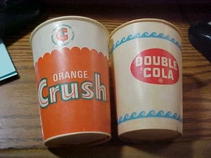 2-Vintage-Diff-Wachspapier Soda Becher Orange Crush und Double Cola ANSEHEN - Bild 1 von 9