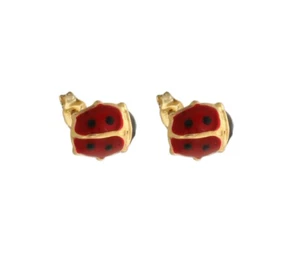 Orecchini Bambina Oro Giallo 18 kt Coccinelle Smaltate _OR022 - Foto 1 di 2