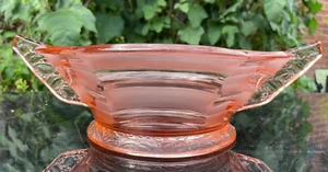 Vintage Brockwitz Art Deco Heavy Pink Glass centerpiece Fruit Bowl 1.5kg 1940's - Picture 1 of 9