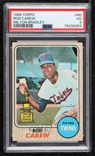 1969 Milton Bradley Win-A-Card Game 1968 Topps Baseball Rod Carew #80 PSA 3 HOF