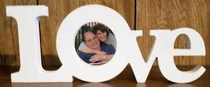 Personalized Custom Love Letters White Wood Block Photo Plaque Sign Cute NEW - Picture 1 of 2
