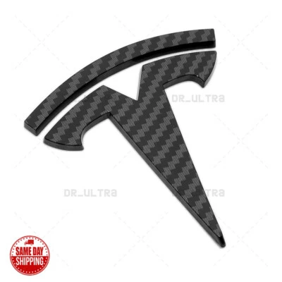 Tesla Model S Rear Luggage Lid T Nameplate Logo Badge Emblem Sport Carbon Fiber — 第 1/4 张图片