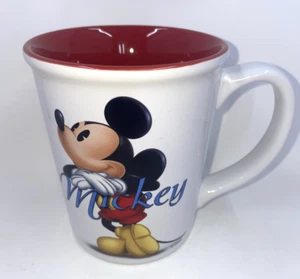Large 16 Oz Disney Store Coffee Mug of Mickey Mouse Gazing Upwards, Red Interior - Picture 1 of 4
