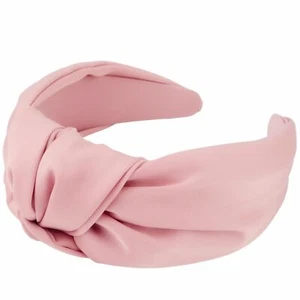 Pink Satin Top Knot Headband Wide Non-Slip Hair Band for Women Girls - Picture 1 of 7