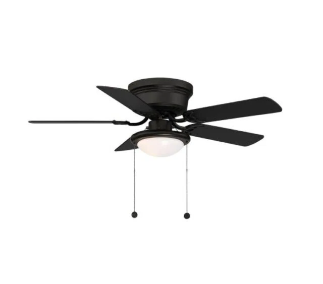 Hugger AL383CPQ-MBK 44" Reversible Blade Ceiling Fan with LED Light - Matte Black/Mahogany