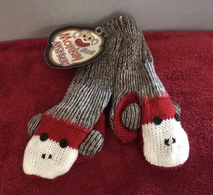 Adult Size Sock Monkey Mittens NEW! Super Cute, Soft, & Warm Great Novelty Gift - Picture 1 of 6
