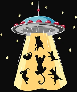 Cat Abductions Vinyl Decal Sticker 5 inches longest side - Picture 1 of 1