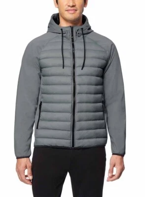 *NWOT* 32 Degrees Men's Mixed Media Jacket w/ Hood (Steel/Silver, Large) - Image 1 of 2
