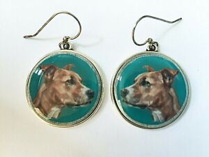 Staffordshire Bull Terrier Original Art Earrings