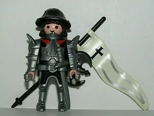 Playmobil Medieval Knight Crusader with black cross flag - C24 - Picture 1 of 5