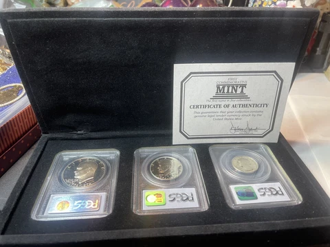 Bicentennial 3 Piece Silver Proof Set  Original Box With Coa Cover