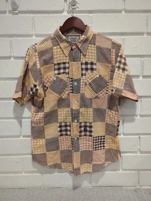 Vintage Bape A Bathing Ape Baby Milo Short Sleeve Patchwork Shirt Size Small S - Image 1 of 4