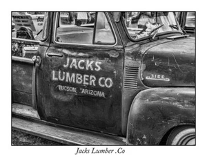 Jacks Lumber .Co side step pickup truck fine art black and white Giclee Print - Picture 1 of 1