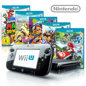Nintendo Wii U Konsole (schwarz / weiß) + Spiele-Wahl, GamePad, Strom & Kabel - Bild 1 von 33