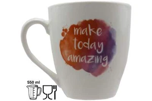Jumbo Tasse XXL 550 ml buntes Wolkenbild mit Schriftzug "make today amazing" - Bild 1 von 7