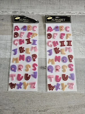 Sticker Lot Alphabet Scrapbooking 3D Stickers Letters Felt Pink Purple #160s - Image 1 of 4