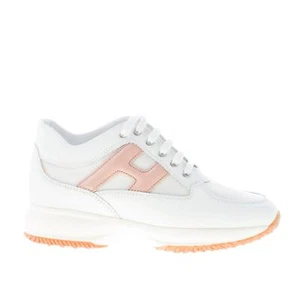 HOGAN women shoes Interactive white leather and tech fabric sneaker with pink - Picture 1 of 7