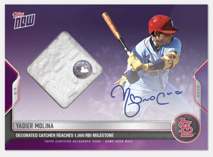 On-Card Auto-Relic # to 25 - Yadier Molina- 2022 MLB TOPPS NOW Card 141B PRESALE - Image 1 of 1
