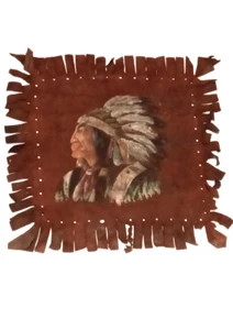 seltenes Original Gemälde Häuptling Wolf Gewand auf Leder um 1905 1910 - Bild 1 von 17