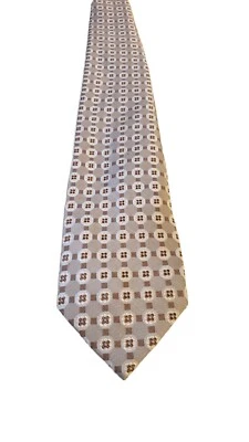 Corbata de seda Geoffrey Beene gris marrón crema geométrica para hombre EE. UU. 60 x 4 Foto 1 de 4