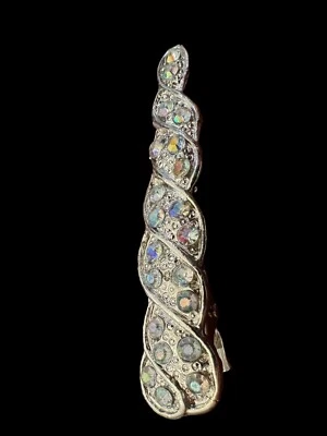 Girls Silver Tone And Rhinestone Unicorn Horn Barrette Hair Clip Accessory P5 - Image 1 of 3
